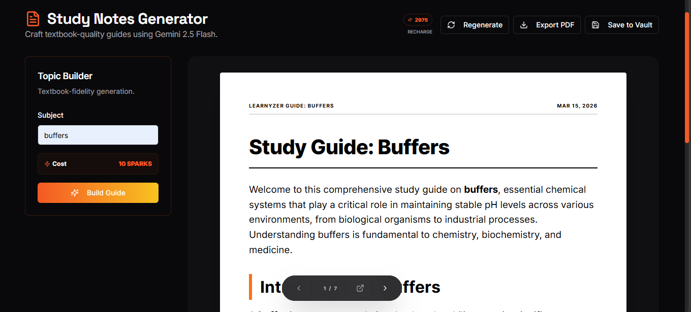 High-Fidelity AI Study Notes Generator